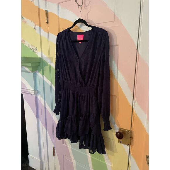Lilly Pulitzer Navy Jacquard Long Sleeve Smocked Waist Mini Dress 12 - Picture 10 of 12
